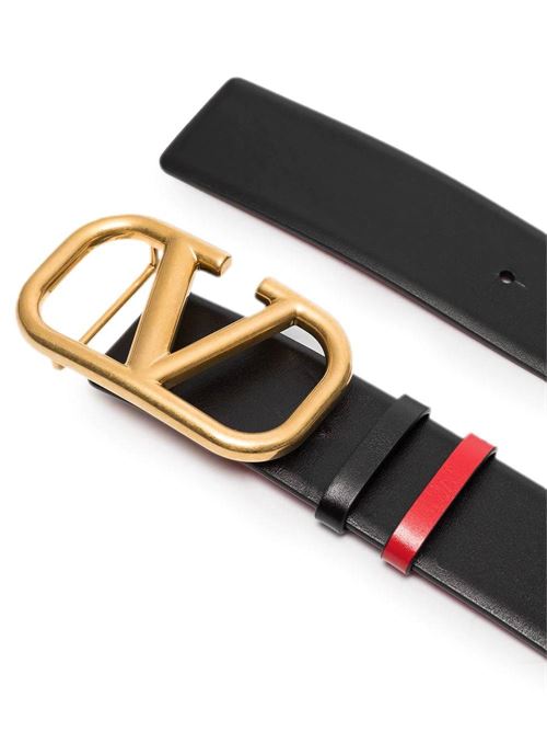 Black/red calf leather belt Valentino Garavani | 4W2T0S11ZFR0SM